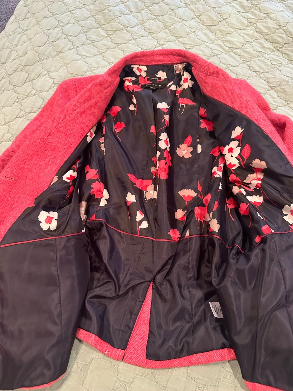 Talbots Red Herringbone Wool-Blend Single-Breasted Blazer - Picture 4 of 12